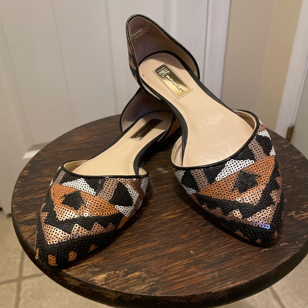 INC Internatinal Concept Flats Sequin Southwestern 
cutout sides flats. Size 7.5